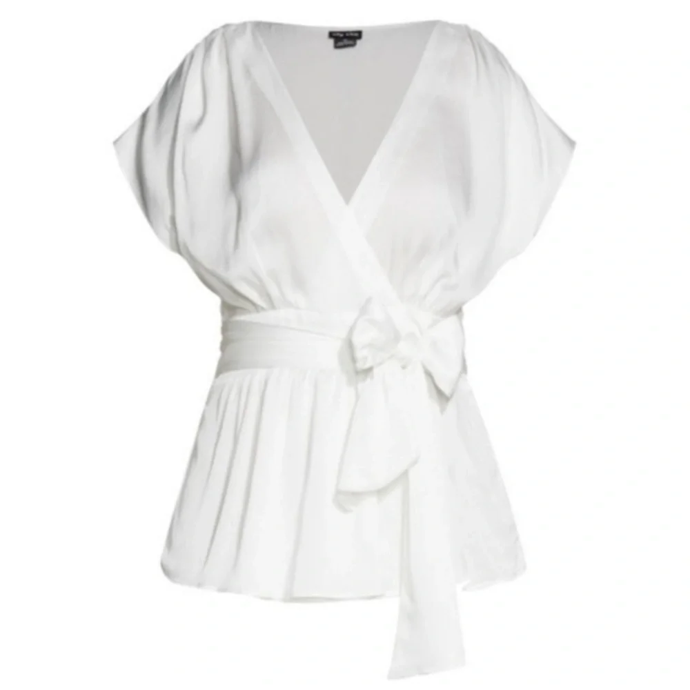 NWT City Chic Top Tangled Tie Waist Blouse Top Shirt White Size M